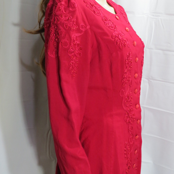 Fancy Red Beaded Dress - Picture 3 of 5